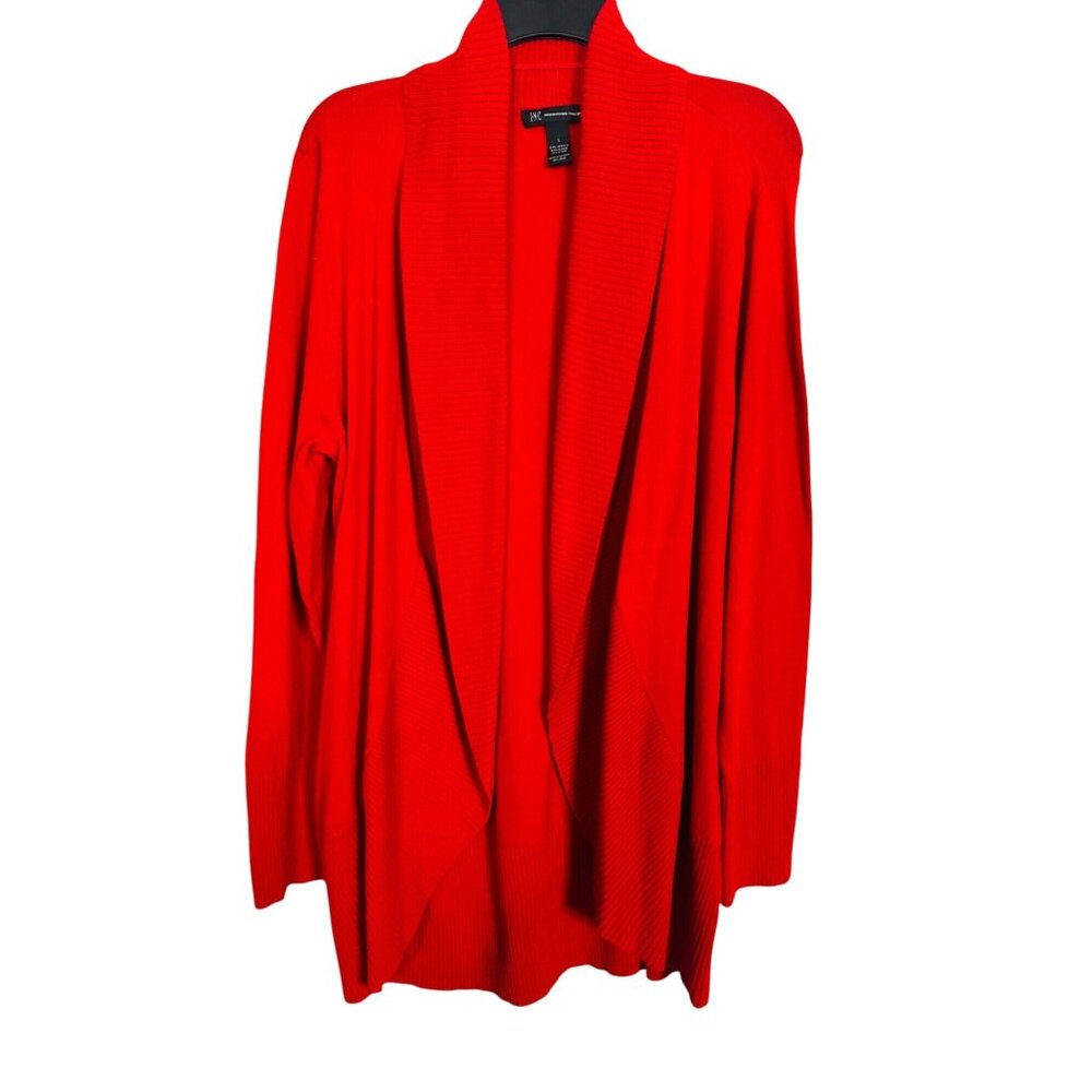 2/$30 INC Small Christmas Red Cardigan Acrylic & Rayon Blend Machine Washable